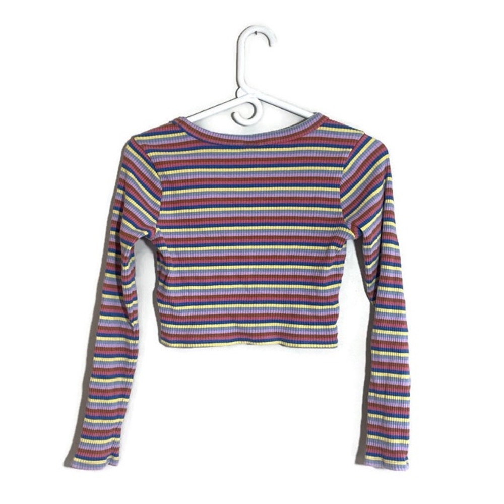 Wild Fable Striped Ribbed Crop Top Size Small - Picture 2 of 4